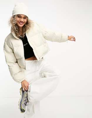 Weekday Promis padded jacket in cream-White