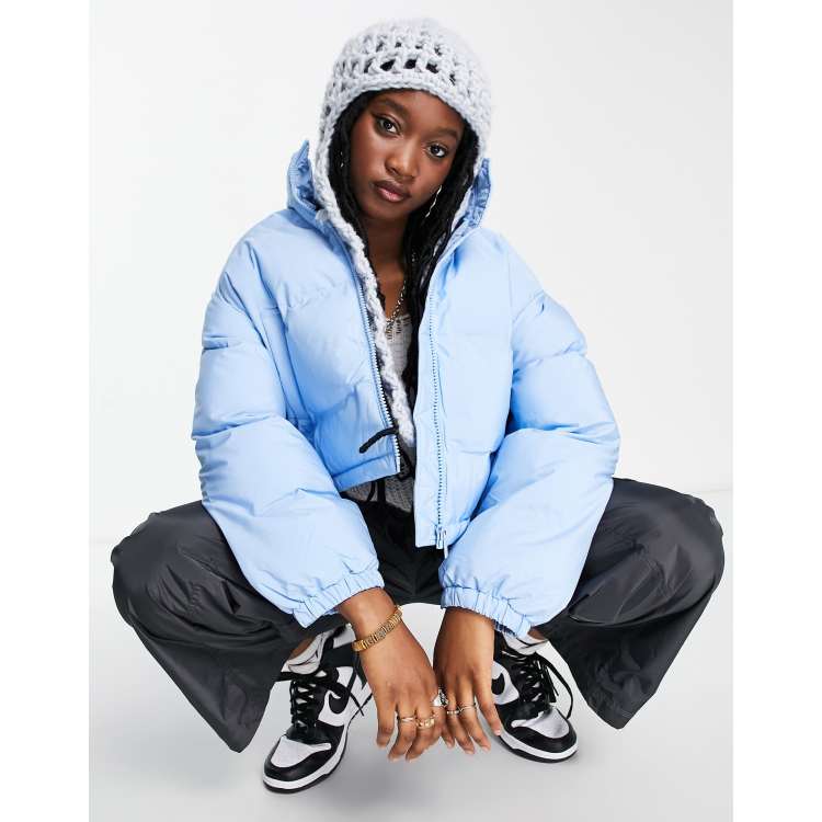 Baby blue shop cropped puffer jacket