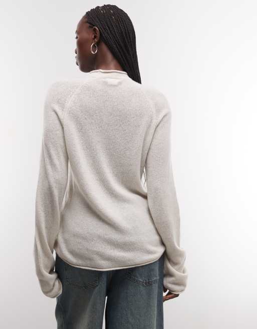 Weekday pull col montant en mélange de laine écru, 2 de 4