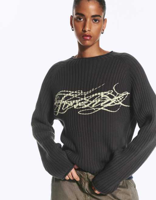 Weekday pull coupe slim avec motif Lucky gris foncé, 3 de 4