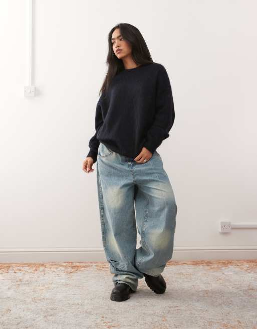 Weekday - Pull de qualité supérieure en laine et mohair - Bleu marine chiné, 2 de 4