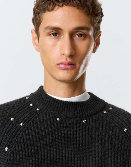Weekday - Pull en laine mélangée à détail clou - Noir, 3 de 4