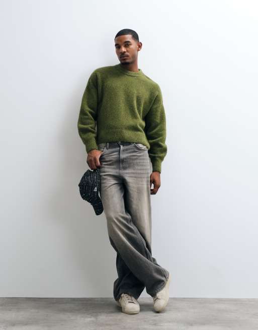 Weekday pull en mélange de laine kaki chiné, 2 de 5