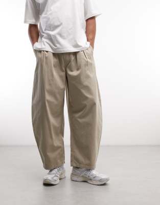 Weekday Pull-on Barrel Leg Pants In Brown