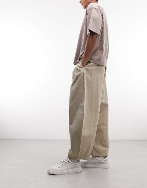 Weekday pull-on barrel leg pants in beige, 5 of 5