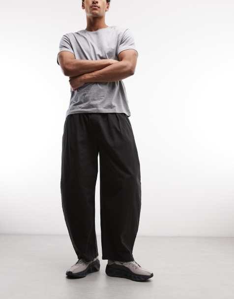 Weekday pull on barrel leg pants in black - view 1