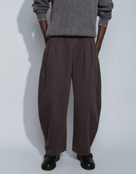 Weekday pull on barrel leg pants in dark brown - view 1