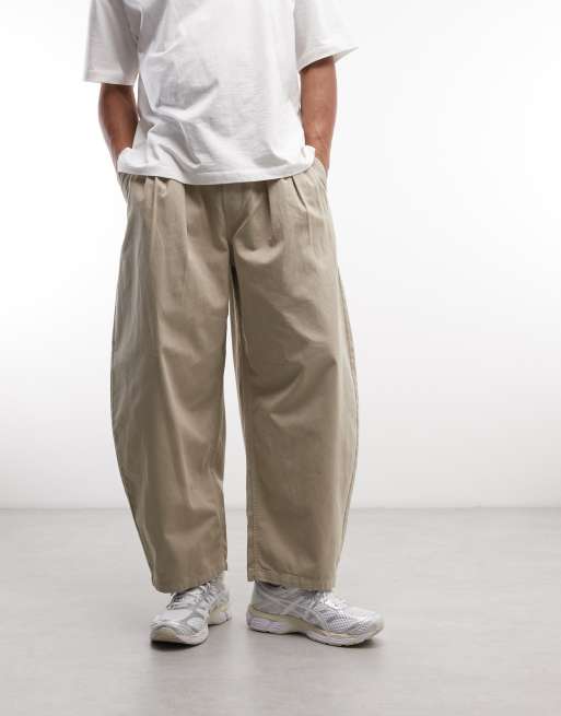 Weekday pull on barrel leg trousers in beige, 2 of 5
