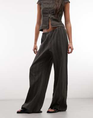 Weekday Pull On Cotton Pants In Gray