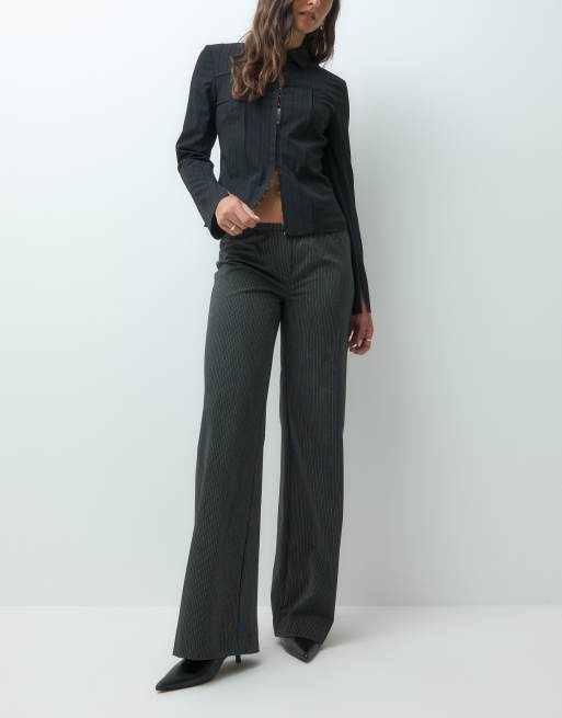 Weekday pull on trousers in black pinstripe, 2 of 5