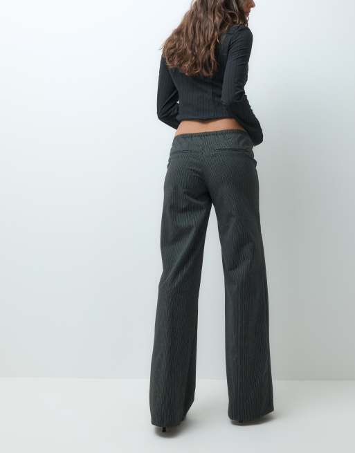 Weekday pull on trousers in black pinstripe, 3 of 5