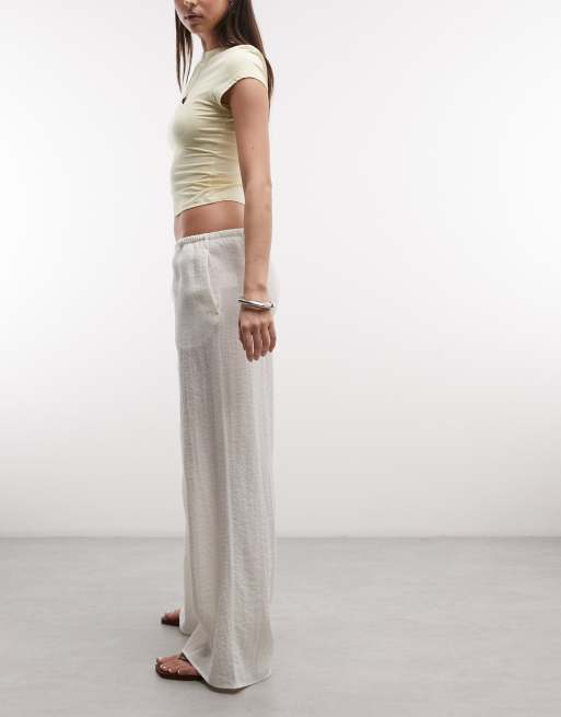 Weekday pull on wide leg crinkle pants in white exclusive to ASOS, 2 of 5