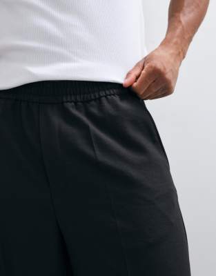 Weekday Pull On Wide Leg Tailored Pants In Black