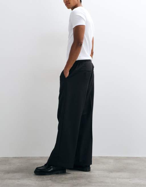 Weekday pull on wide leg tailored pants in black, 3 of 5