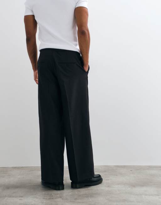Weekday pull on wide leg tailored pants in black, 5 of 5