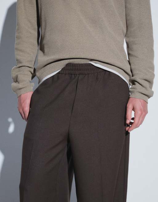 Weekday pull on wide leg tailored pants in dark brown, 2 of 5
