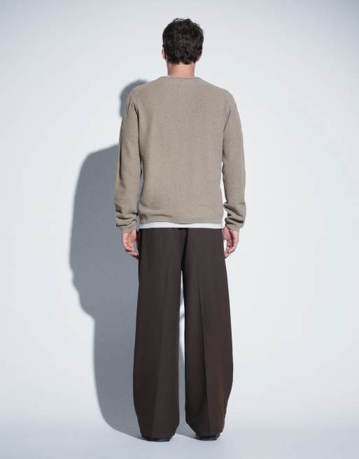 Weekday pull on wide leg tailored pants in dark brown, 4 of 5