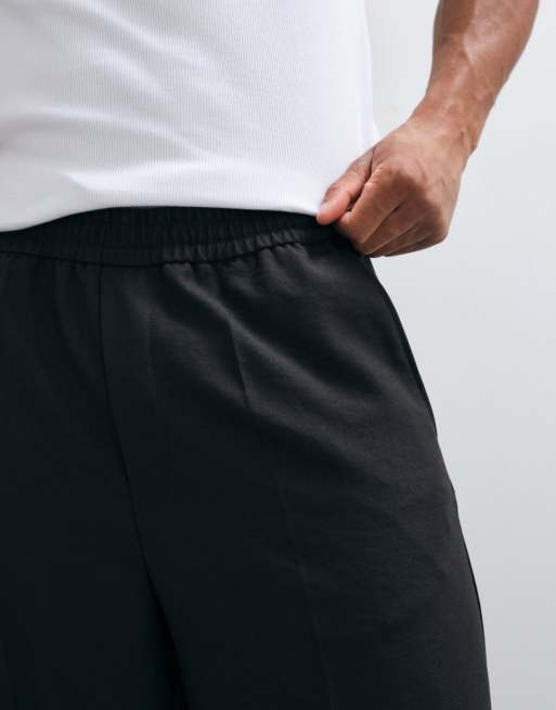 Weekday pull on wide leg tailored trousers in black, 2 of 5