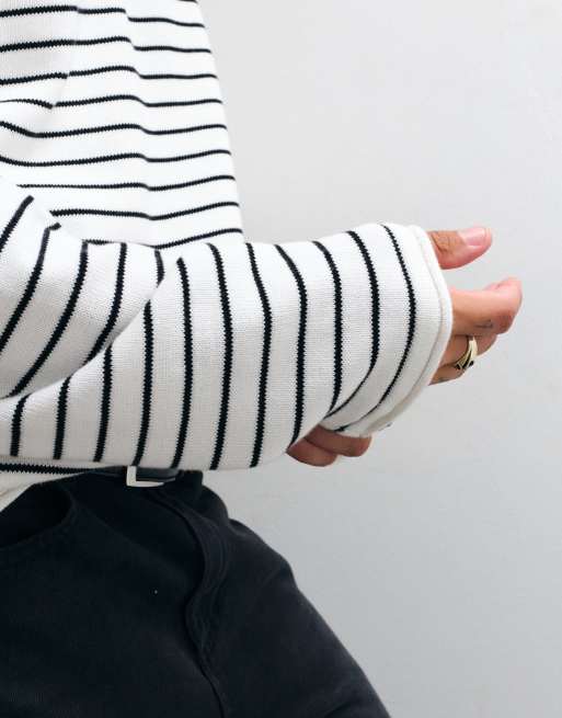 Weekday pull oversize à rayures blanc cassé et noires, 3 de 5