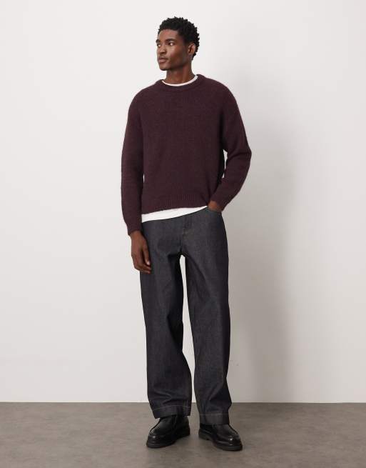 Weekday – Pullover aus Wollmix in burgunderrot meliert, 2 von 5