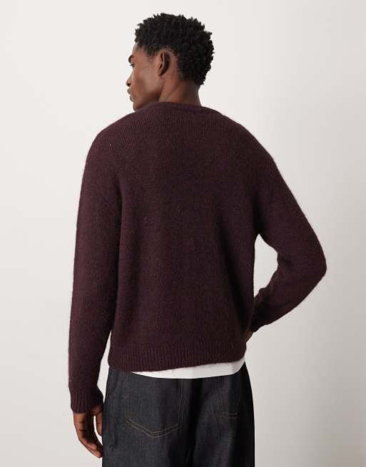 Weekday – Pullover aus Wollmix in burgunderrot meliert, 3 von 5
