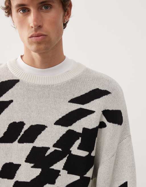 Weekday – Pullover in Wollweiß mit Print in zerbrochener Optik, 4 von 5