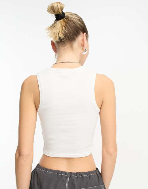 Weekday Mini rib crop top in white