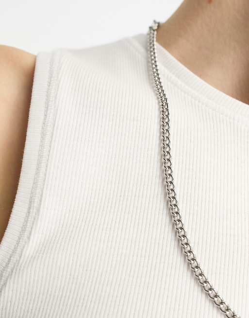 Weekday Pure ribbed crop tank top in white, 4 of 4