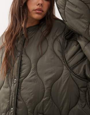 Weekday Quilted Jacket In Green