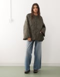 [Weekday] Weekday quilted jacket in khaki-Green S-M Khaki