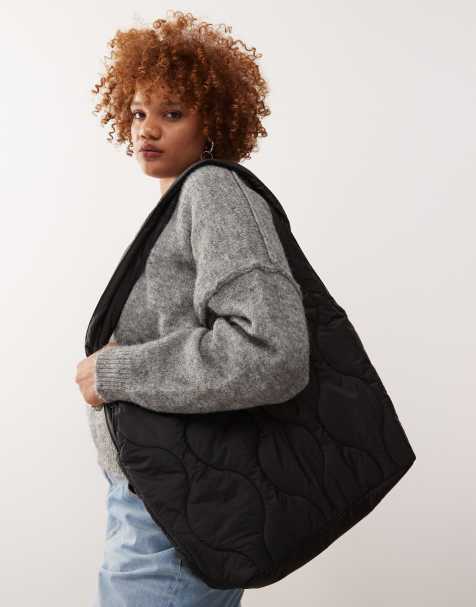 Weekday quilted tote bag in black - view 1
