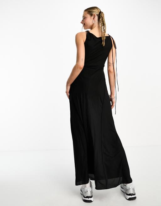 Robe longue noire fendue sur le cote hotsell