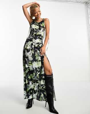 Weekday Quinn satin maxi dress in multi print - ASOS Price Checker