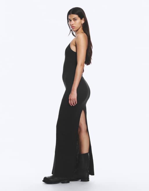 Weekday racer back maxi dress in black, 3 of 5