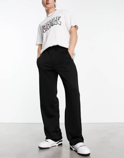 Weekday – Raheem – Elegante Jersey-Hose in Schwarz mit seitlicher Druckknopfleiste