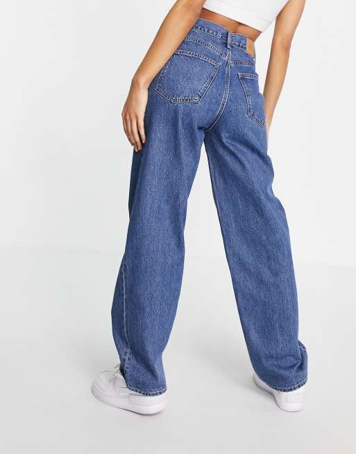Weekday – Rail – Gerade geschnittene Baumwoll-Jeans im Stil der 90er in mittlerer Waschung - MBLUE, 2 von 4