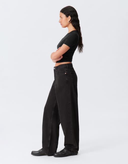 Weekday - Rail - Jeans ampi dritti a vita medio-alta neri, 4 di 5