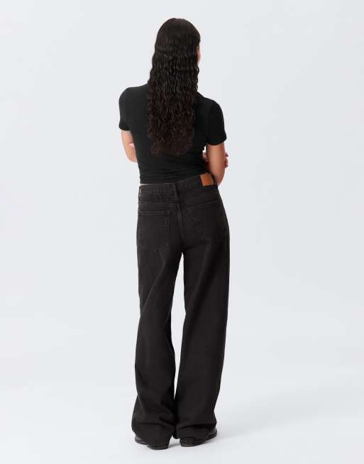 Weekday – Rail – Locker geschnittene Jeans in Schwarz mit mittelhohem Bund und geradem Schnitt, 3 von 5