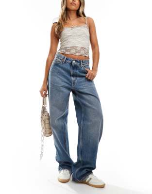 Rail mid rise baggy fit jeans in streaky blue wash