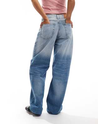 Weekday Rail mid waist baggy fit jeans in tide blue wash | ASOS