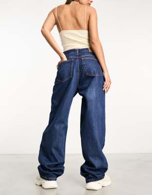 Weekday Nova low waist slim bootcut jeans in swamp blue