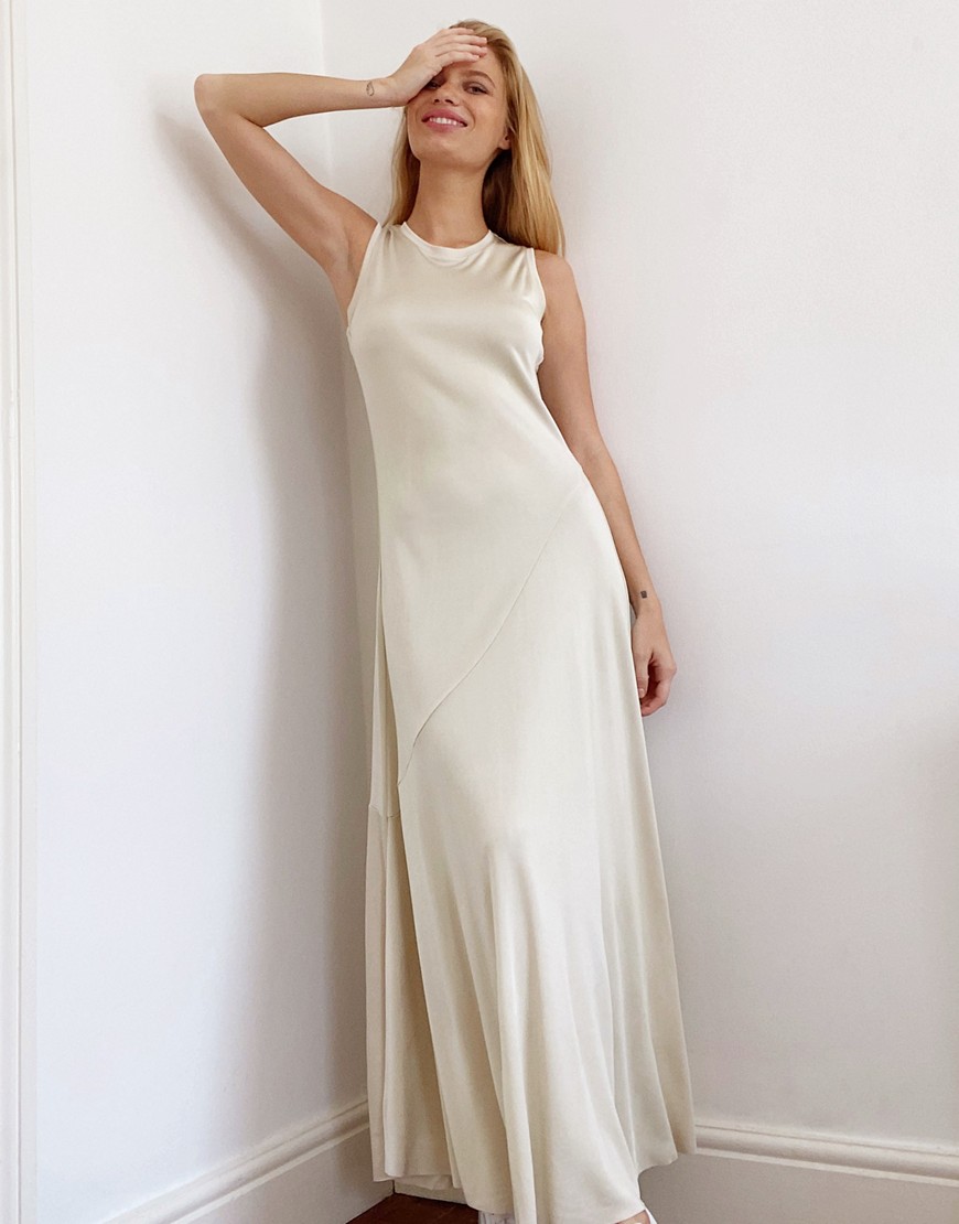 Weekday - Rakel - Midi-jurk met zoomdetail in licht beige