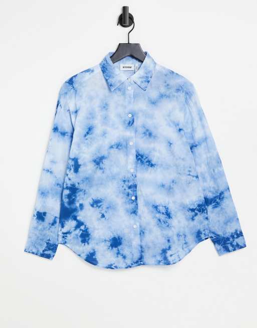 Weekday - Ramsey - Camicia in cotone blu tie-dye - MBLUE