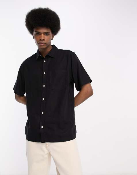 Weekday Randy short sleeve shirt in black - view 1