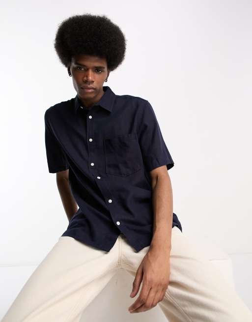 Weekday randy short sleeve shirt in navy | ASOS