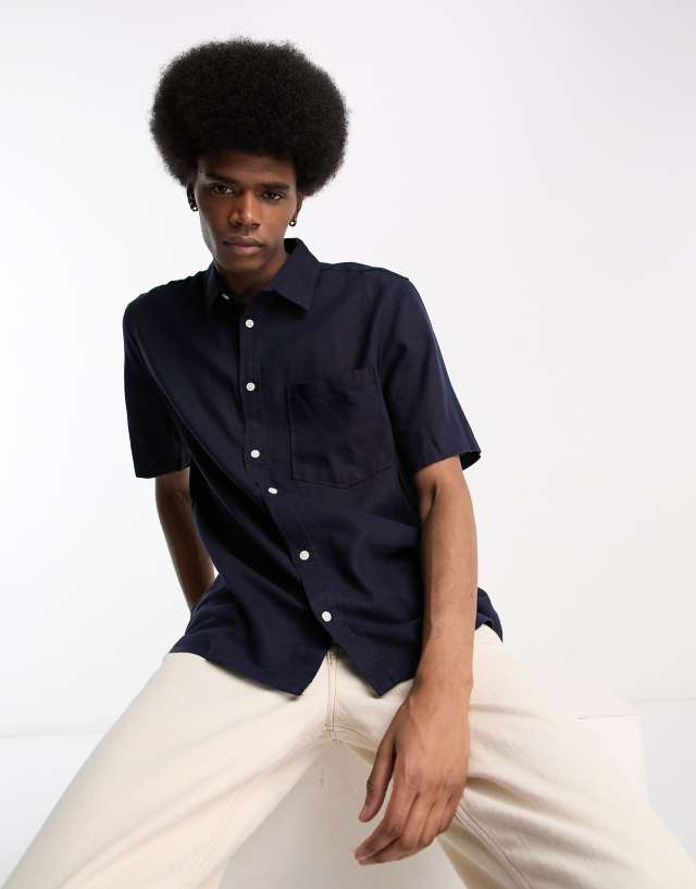 Weekday randy short sleeve shirt in navy