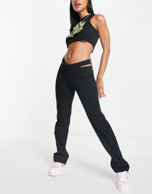 Weekday Ray cut out trousers in black - BLACK - ASOS Price Checker