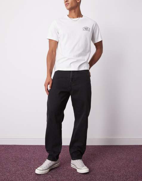 Weekday Ray relaxed fit tapered jeans in black - view 1