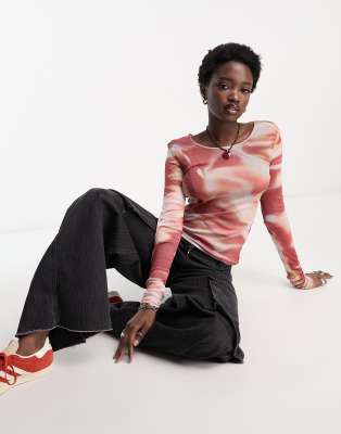 Weekday Ready long sleeve top in red daze print - ASOS Price Checker