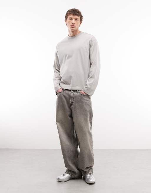 Weekday - Recht oversized T-shirt met lange mouwen in zandkleur, 2 van 5